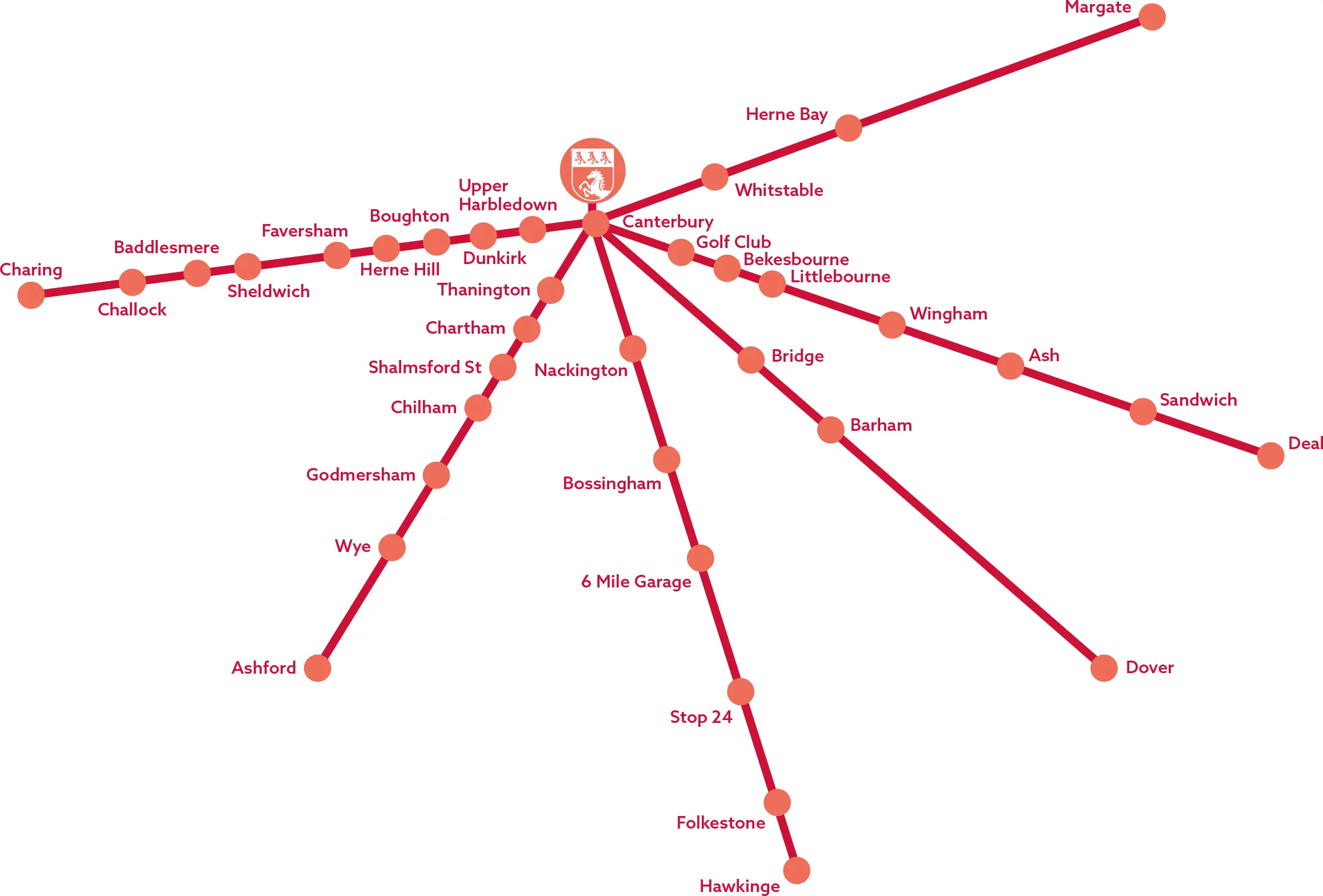 Map showing Kent College bus routes