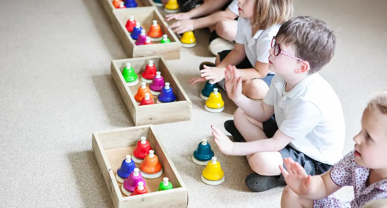 Young pupils in music class